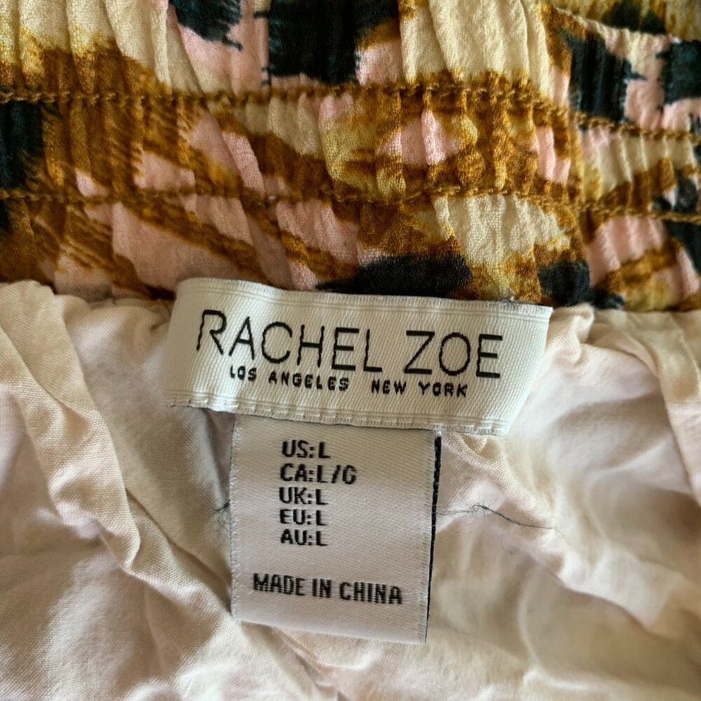 RACHEL ZOE ABSTRACT TIERED MAXI PRAIRIE SKIRT SIZE L HALF LINED PINK BROWN - Picture 9 of 9